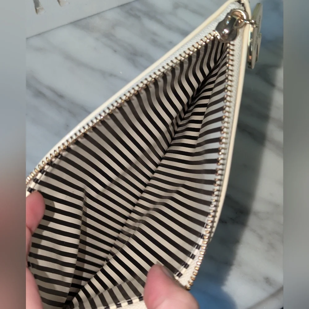 Kate Spade Gold/Cream Polka Dot Pencil Clutch